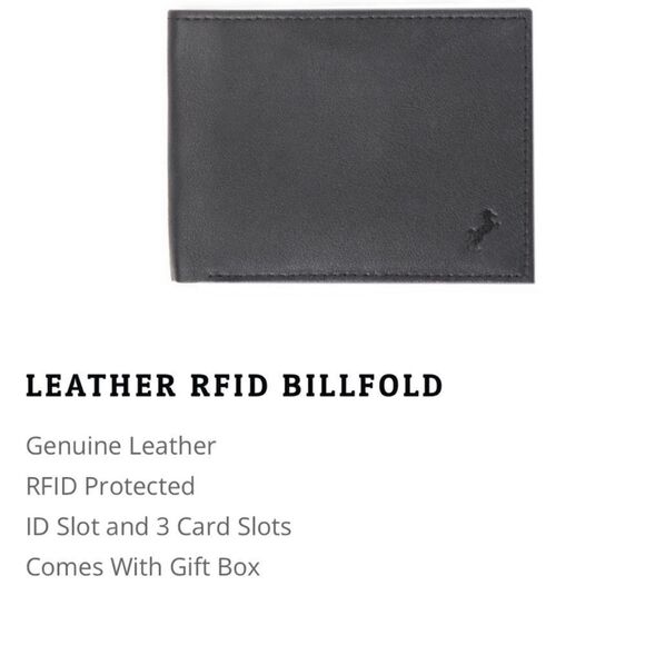 FIONTE RFID Black Men’s Genuine Leather  Protected Billfold Bifold Wallet - Picture 4 of 12